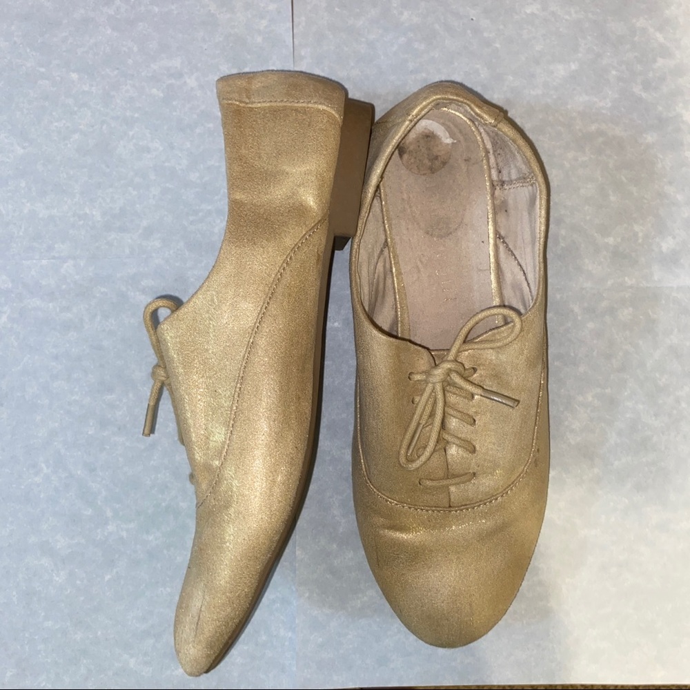Gold Shimmer Ballet Flats / Jazz Style Shoes Sz 8